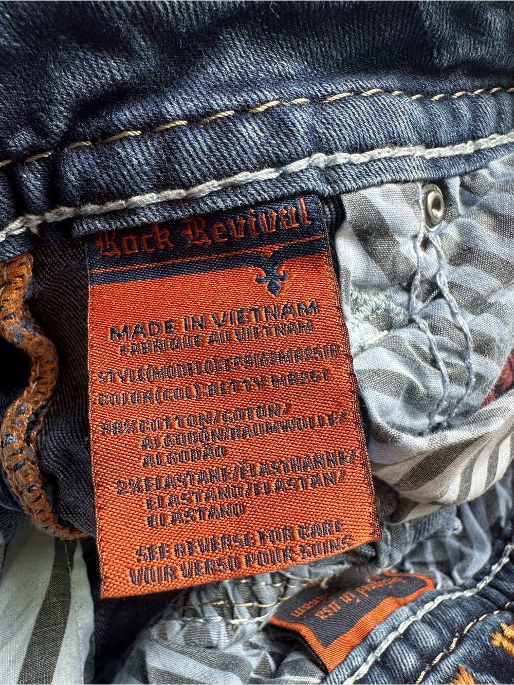 Rock Revival Betty mid rise bootcut jeans thick stitch rhinestone embroidered 26 - Picture 4 of 10